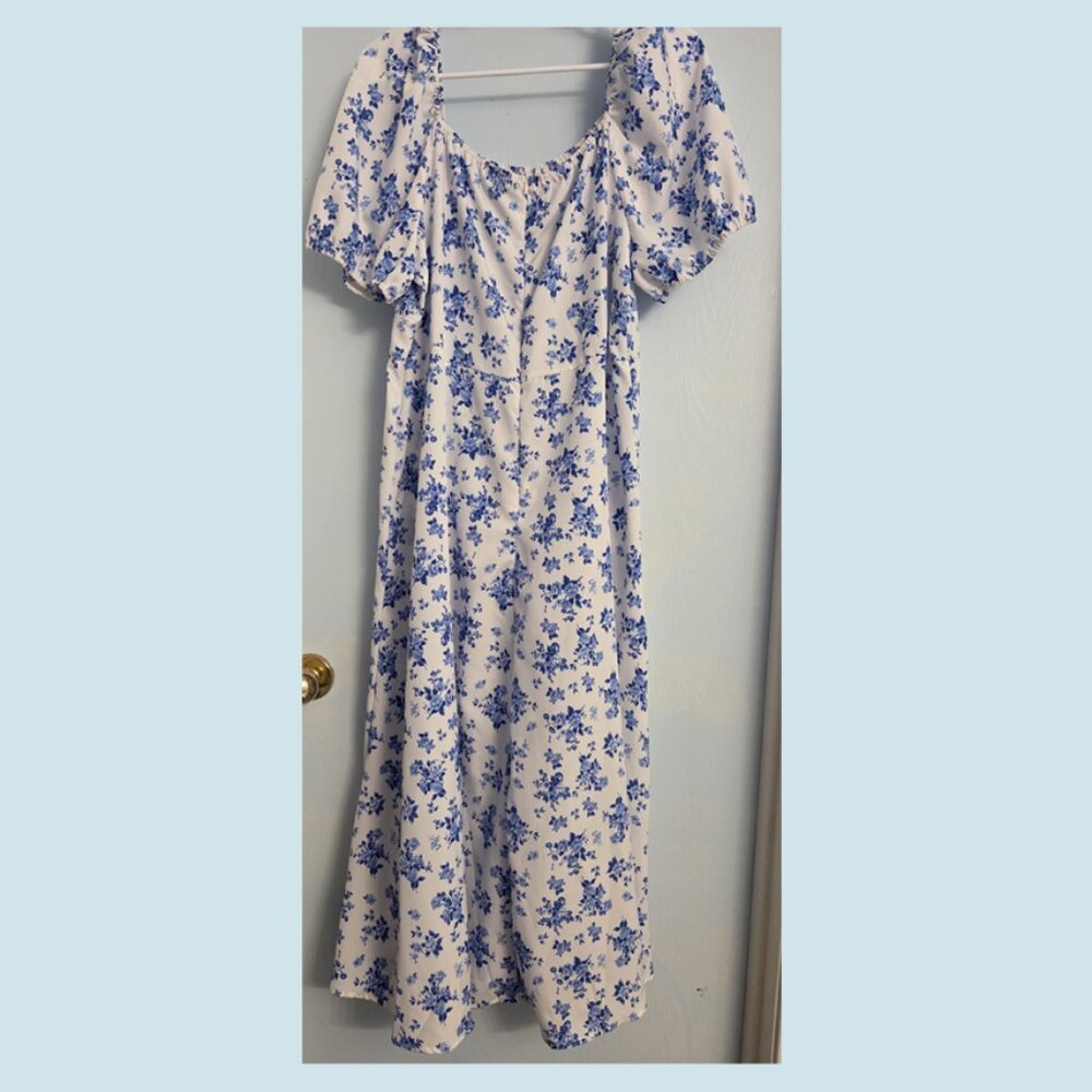 Shein Curve Blue Floral Dress sz 2X - Picture 2 of 3